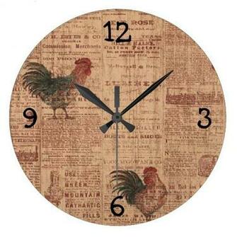 French Country Wallpaper Roosters Print Clock
