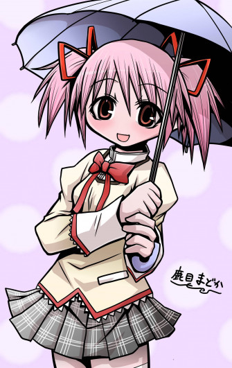 Madoka Magica Kaname Holding Umbrella Fy0vagrq9gvdytvi Wallpaper