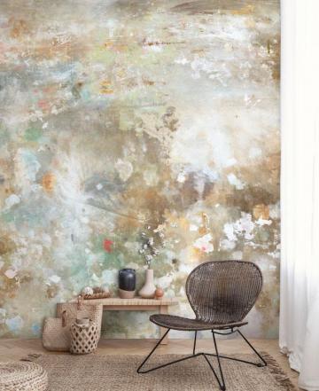 Cream Distressed Shabby Chic Wall Mural Feathr Wallpaper