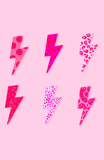 Lightning Bolt Pink Preppy Wallpaper Wall Collage