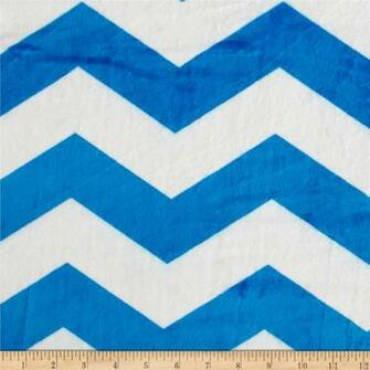 Royal Blue Chevron Minky White