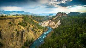 Landscape Yellowstone National Park River Wallpaper HD Desktop