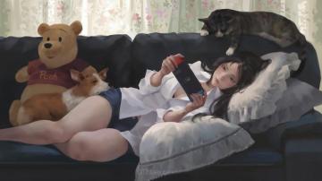 Gamer Anime Girl Nintendo Switch 4k Wallpaper