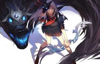 Wallpaper Girl Weapons Magic Monster Anime Mask Art League