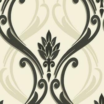 Lavish Non Woven Large Damask With Micas And Contrasting Black Print