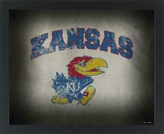 Framed Print Ku Distressed Background Kansas Over Jayhawk