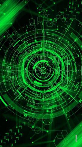 iPhone Android Wallpaper Background Neon Green Black Circle Vector
