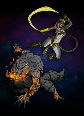Bastet And Fenrir Smite Fanart By Rivankrieg