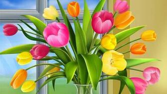 Spring Tulips Bouquet Laptop Wallpaper