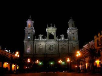 Cathedral Of Santa Ana At Night Las Palmas Spain City Wallpaper