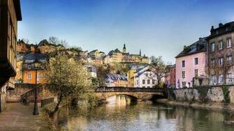 Wallpaper Luxembourg Day Bridges Buildings