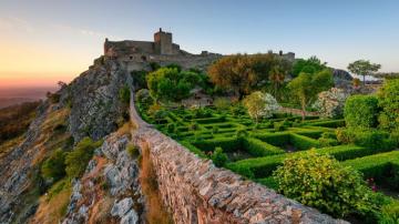 Sunset At Castle Of Marv O With A Small Village Portalegre Alto