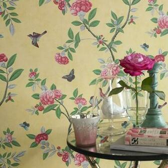 Graham Brown Chinoiserie Bird Butterfly Floral Leaf Wallpaper