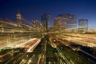 Boston Skyline At Night Wallpaper Wall Mural