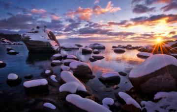 Wallpaper Winter The Sun Rays Light Snow Nature Stones Usa
