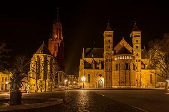 Image Netherlands Maastricht Street Temple Night Time Lights