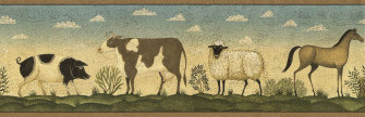 Primitive Folk Art Animals Wallpaper Border 250b69203