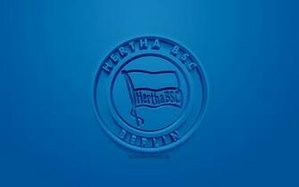 Wallpaper Hertha Bsc Creative 3d Logo Blue Background