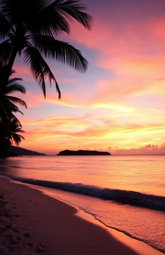 Tropical Island Sunset Wallpaper