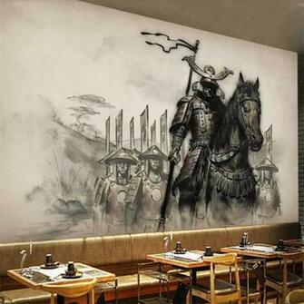 Beibehang New Chinese Retro Ukiyoe Horse Samurai Restaurant
