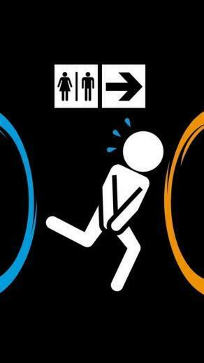 Funny Portal Game Run Bathroom iPhone Wallpaper Ipod HD