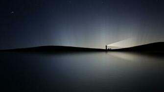 Night Water Lighthouse Shining Wallpaper Background Mac Imac