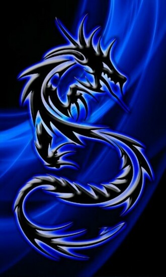 Blue Tribal Dragon Wallpaper
