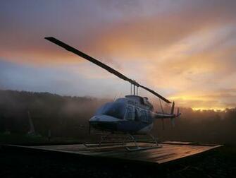 Wallpaper Helicopter Chopper Bell Longranger Sunrise Jungle