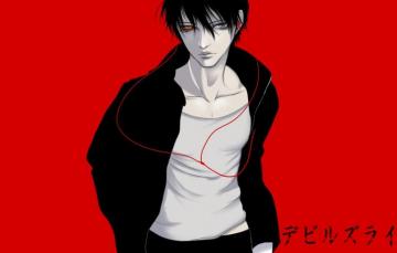 Wallpaper Guy Red Background Yuuki Anzai Line Of The Devil