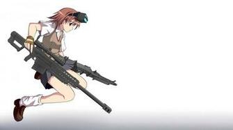 Machine Gun Guns Skirts Sniper Rifle To Aru HD Wallpaper Of Anime