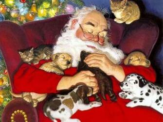 Dogs And Animals Christmas Santa Claus Wallpaper HD With