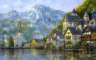 Labels Oil Painting Wallpaper