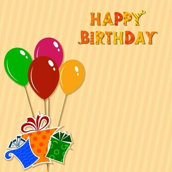 Striped Background With Balloons And Gifts BirtHDay Invitation