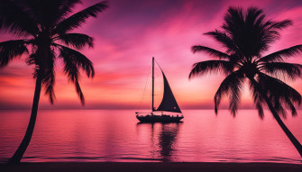 Tropical Beach Sunset Wallpaper
