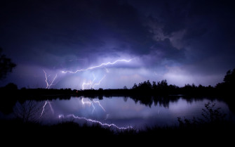 Nature Reflection Contrast Water Storm Trees Light