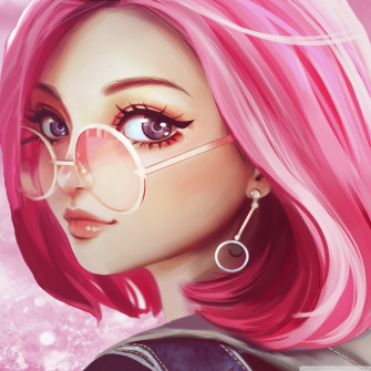 Cute Girl Pink Hair Sunglasses Digital Art Drawing Ultra HD Desktop Wallpaper For 4k
