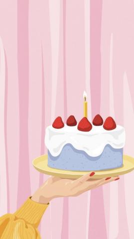 BirtHDay Cake Phone Wallpaper Food Illustration Design