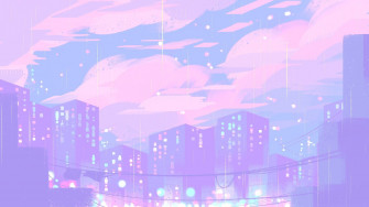 City Lights Aesthetic Art Of A Landscape In Pink Purple