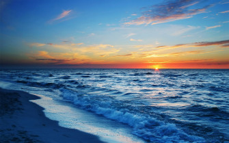 Sunset Ocean Beach Sea Waves Wallpaper HD Desktop And