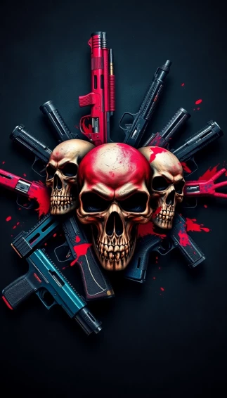 Skulls And Guns Wallpaper