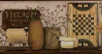 Burgundy Primitive Antique Wallpaper Border Cb5509bdb