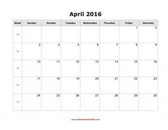 April Calendar Template Pdf