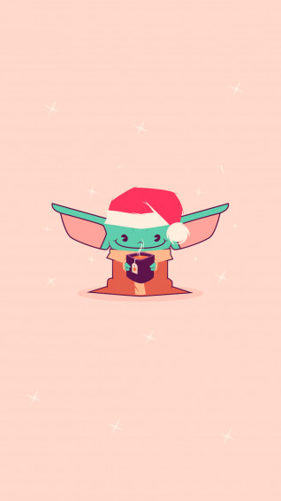 Baby Yoda Cartoon Wallpaper