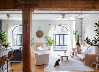 Marble Madness Calico Wallpaper Brooklyn Red Hook Apartment Exposed
