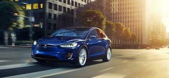 Tesla Model X Blue Color On Road 4k HD Wallpaper