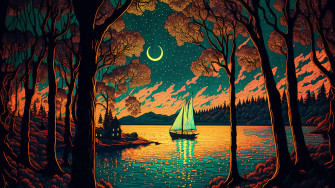 Beautiful Painting Forest Lake House Ai Generated Mid Journey