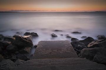 Wallpaper Sunlight Sunset Sea Bay Rock Shore Sand