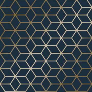 Cubic Shimmer Metallic Wallpaper In Navy Blue Gold I Love