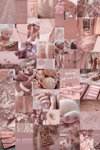 Rose Gold Wall Collage Kit Dusty Aesthetic Soft Boujee Wallpaper