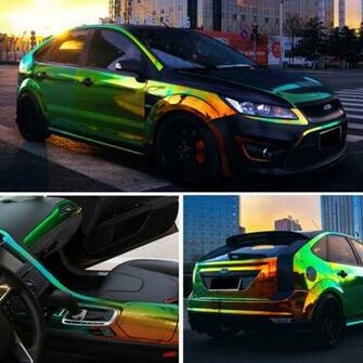 X18m Holographic Rainbow Neo Chrome Car Vinyl Wrap Bubble